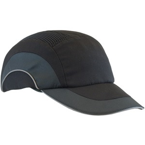 HardCap A1+™ Standard Brim Baseball Style Bump Cap with HDPE Protective Liner and Adjustable Back. Black/Black - Bump Caps